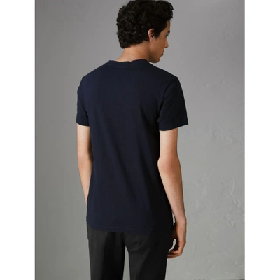 Shop Burberry Archive Logo Cotton T-shirt In Navy