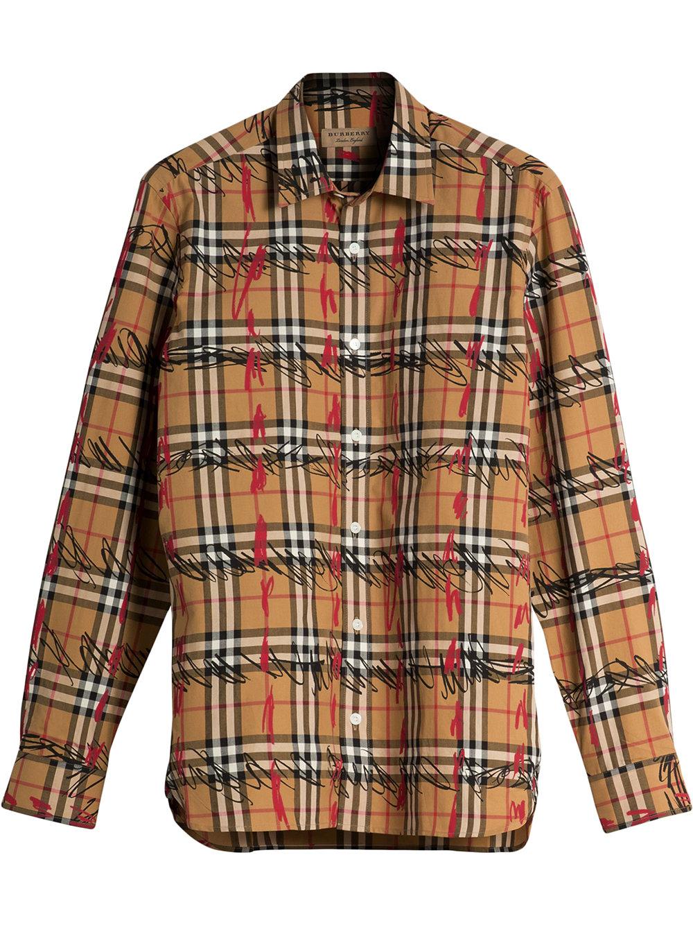 Burberry Scribble Check Cotton Shirt In 