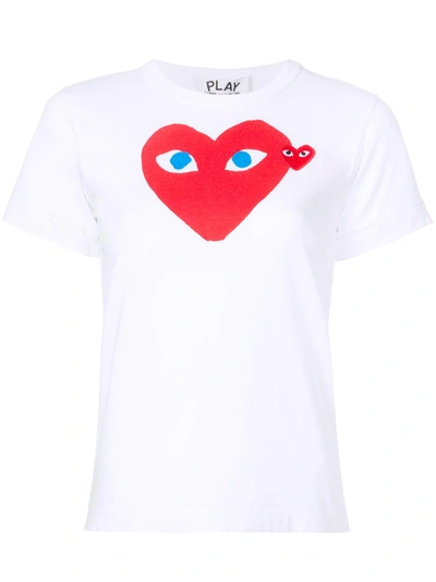 Shop Comme Des Garçons Play Heart Logo T-shirt - White