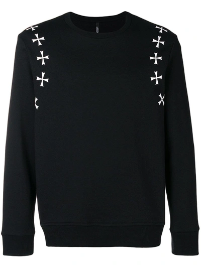 Shop Neil Barrett Military Cross Detail Sweatshirt In Black