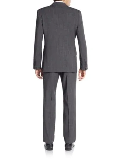 Shop Versace Regular-fit Melange Wool-blend Suit In Black Grey