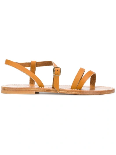 Shop Kjacques Strappy Flat Sandals In Brown