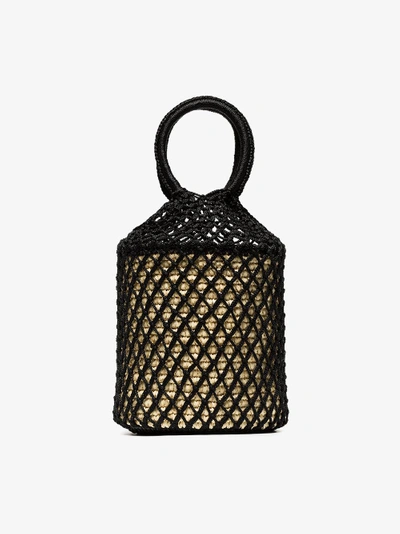 Shop Sensi Studio Black Straw And Net Bucket Bag