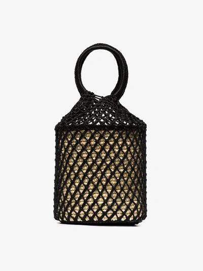 Shop Sensi Studio Black Straw And Net Bucket Bag