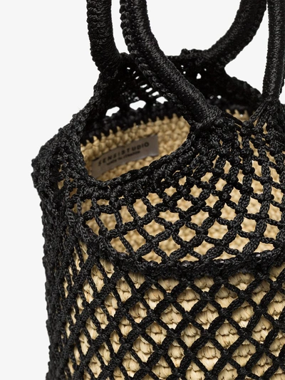 Shop Sensi Studio Black Straw And Net Bucket Bag