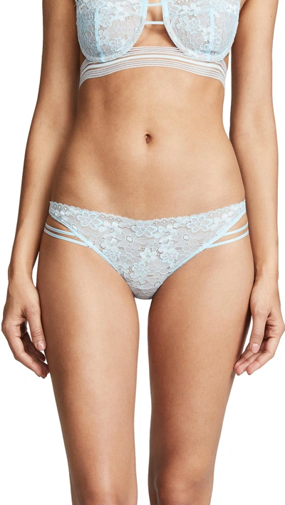 Shop For Love & Lemons Mia Lace Strappy Thong In Frost Blue