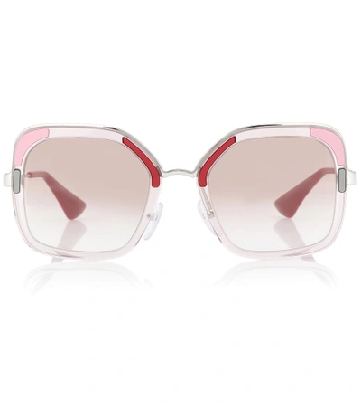 Shop Prada Cinéma Square Sunglasses In Pink