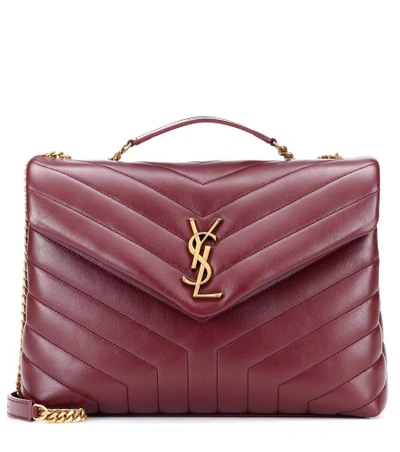 Shop Saint Laurent Medium Loulou Monogram Shoulder Bag In Red