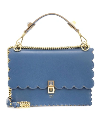 Shop Fendi Kan I Classic Leather Shoulder Bag In Blue