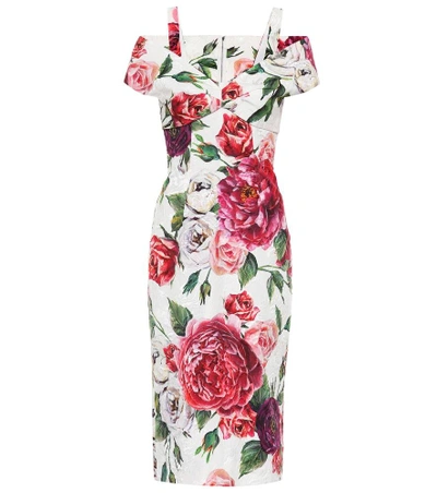 Shop Dolce & Gabbana Floral-printed Jacquard Dress In Multicoloured