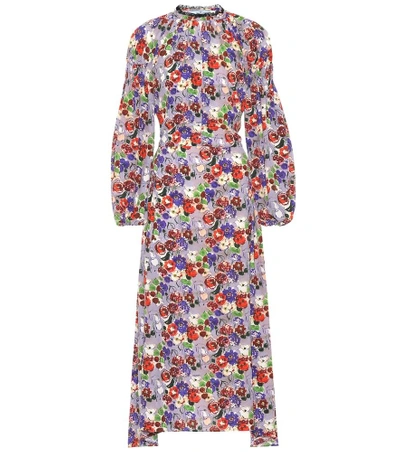 Shop Prada Floral-printed Silk Dress In Multicoloured