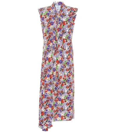 Shop Prada Floral-printed Silk Dress In Multicoloured
