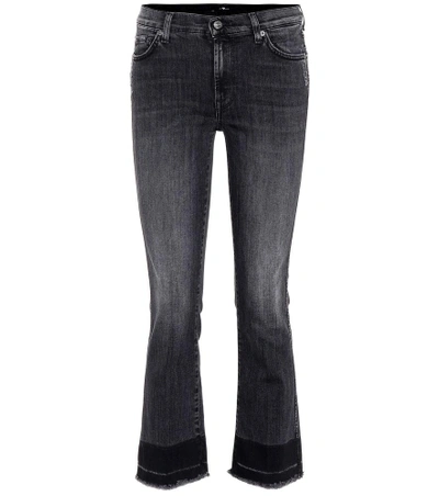 Shop 7 For All Mankind Cropped Mid-rise Bootcut Jeans In Grey