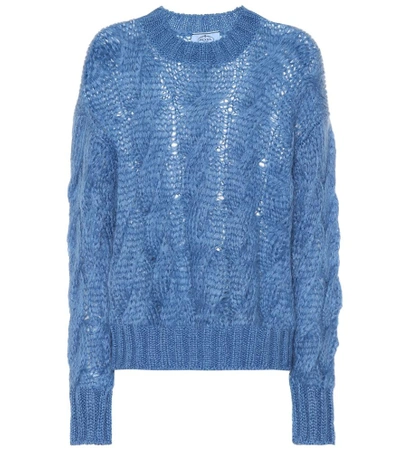 Shop Prada Mohair-blend Sweater In Blue
