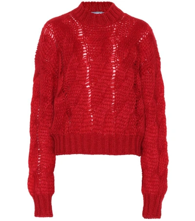 Shop Prada Mohair-blend Sweater In Red