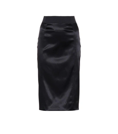 Shop Dolce & Gabbana Satin Pencil Skirt In Black