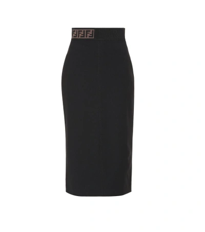Shop Fendi Wool-blend Pencil Skirt In Black