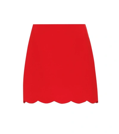 Miu Miu A-line Cady Mini Skirt W/ Scalloped Hem In Red