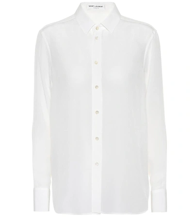 Shop Saint Laurent Paris Silk Shirt In White