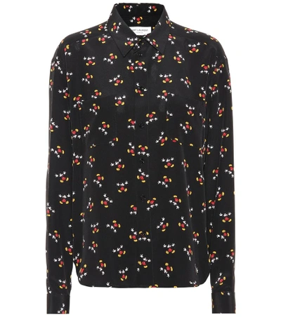 Shop Saint Laurent Mickey Mouse Silk Shirt In Black