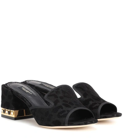 Shop Dolce & Gabbana Leopard-printed Sandals In Black