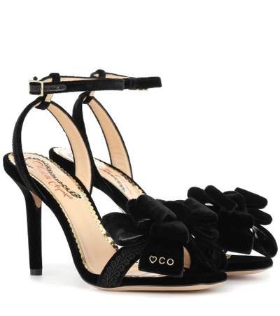 Shop Charlotte Olympia Fabulous 100 Velvet Sandals In Black