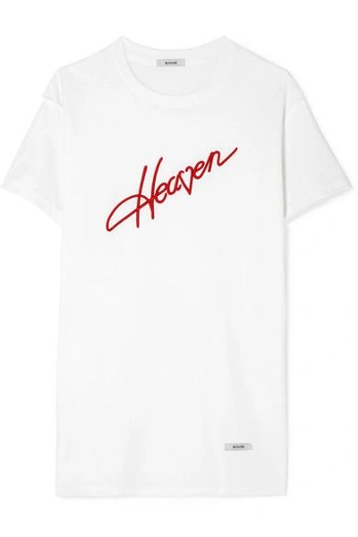 Shop Blouse Heaven Embroidered Cotton-jersey T-shirt In White