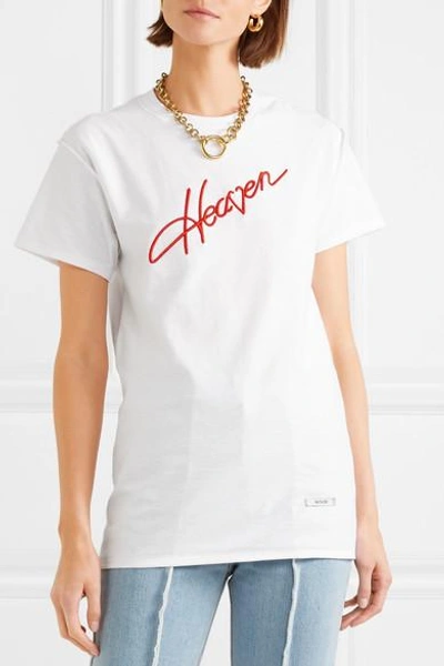 Shop Blouse Heaven Embroidered Cotton-jersey T-shirt In White
