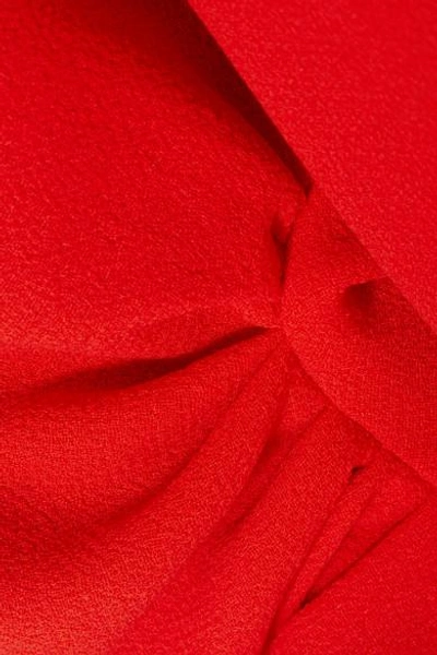 Shop Emilia Wickstead Gathered Wool-crepe Midi Dress In Red