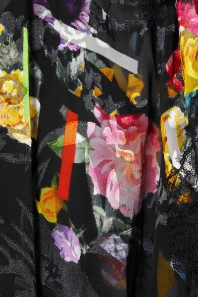 Shop Preen By Thornton Bregazzi Leonora Floral-print Devoré Silk-blend Satin Midi Dress In Black