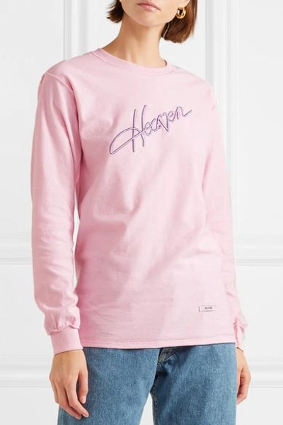 Shop Blouse Heaven Embroidered Cotton-jersey Top In Pink