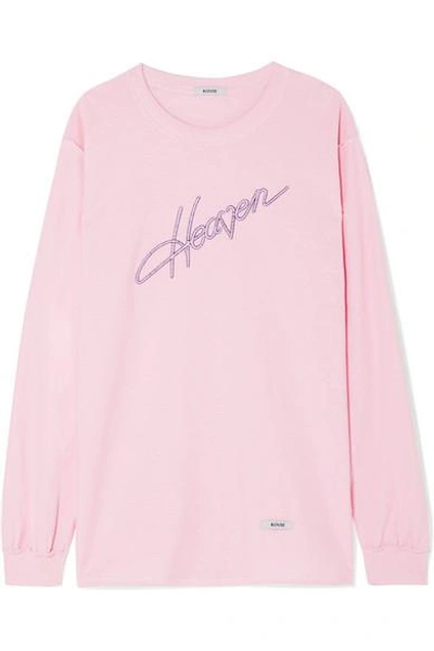 Shop Blouse Heaven Embroidered Cotton-jersey Top In Pink