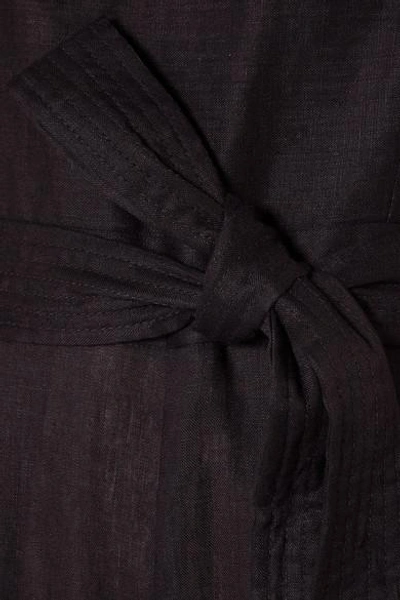 Shop Jcrew Marseille Belted Linen Jumpsuit In Black