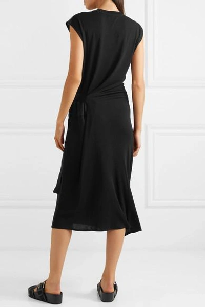 Shop Rag & Bone Ophelia Asymmetric Stretch-knit Midi Dress In Black