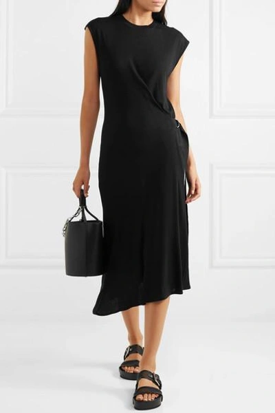 Shop Rag & Bone Ophelia Asymmetric Stretch-knit Midi Dress In Black