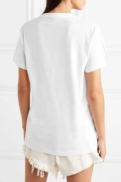 Shop Yeah Right Nyc Whatever Embroidered Cotton-jersey T-shirt In White