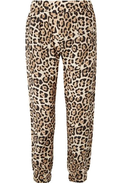 Shop Atm Anthony Thomas Melillo Leopard-print Silk-charmeuse Track Pants In Leopard Print