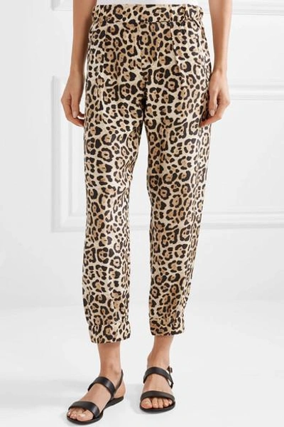 Shop Atm Anthony Thomas Melillo Leopard-print Silk-charmeuse Track Pants In Leopard Print