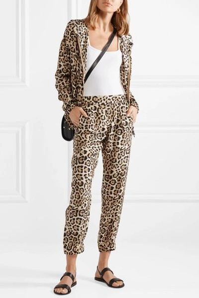 Shop Atm Anthony Thomas Melillo Leopard-print Silk-charmeuse Track Pants In Leopard Print
