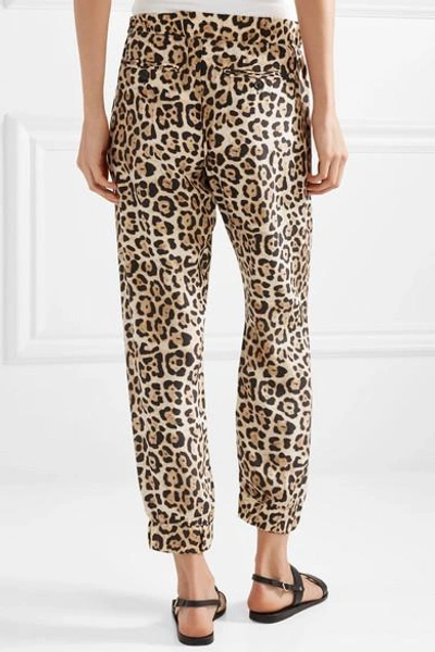 Shop Atm Anthony Thomas Melillo Leopard-print Silk-charmeuse Track Pants In Leopard Print