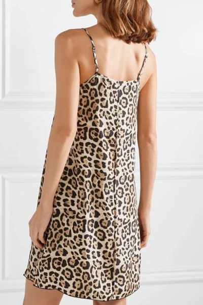 Shop Atm Anthony Thomas Melillo Leopard-print Silk-charmeuse Mini Dress In Leopard Print