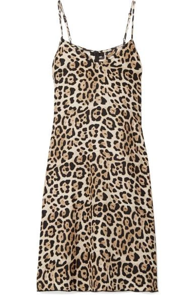 Shop Atm Anthony Thomas Melillo Leopard-print Silk-charmeuse Mini Dress In Leopard Print