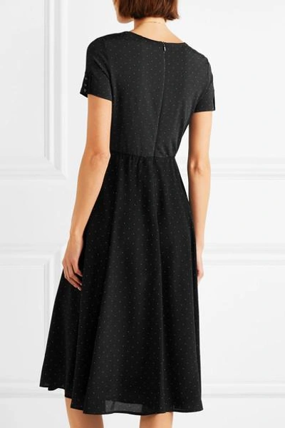 Shop Max Mara Polka-dot Silk-chiffon And Jersey Midi Dress In Black