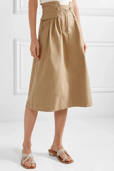 Shop Sea Kamille Stretch-cotton Twill Midi Skirt In Camel