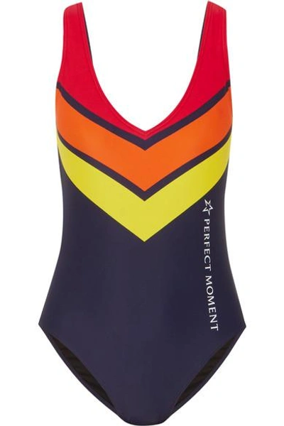 Shop Perfect Moment Printed Swimsuit In Navy