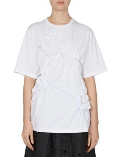 Shop Simone Rocha Floral Smocked Cotton Tee In Pink
