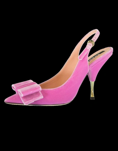 Shop Rochas Velvet Slingback Shoe In Pink