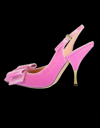 Shop Rochas Velvet Slingback Shoe In Pink