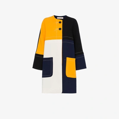 Shop Marni Multicoloured Cocoon Patchwork Coat