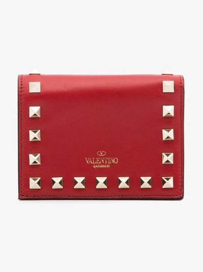 Shop Valentino 'rockstud' Portemonnaie In Red